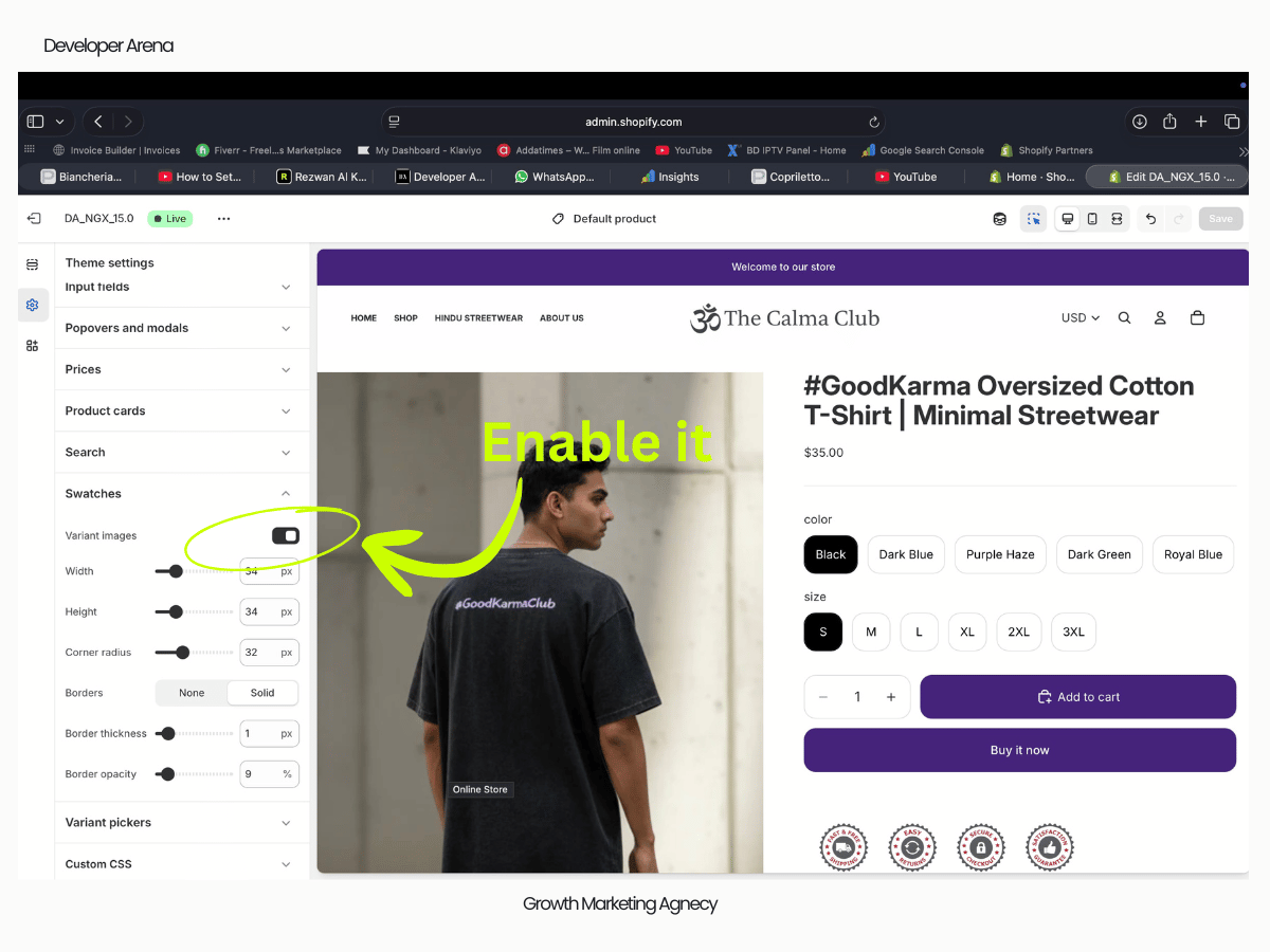 Configure Swatches from Horizon Theme Settings 